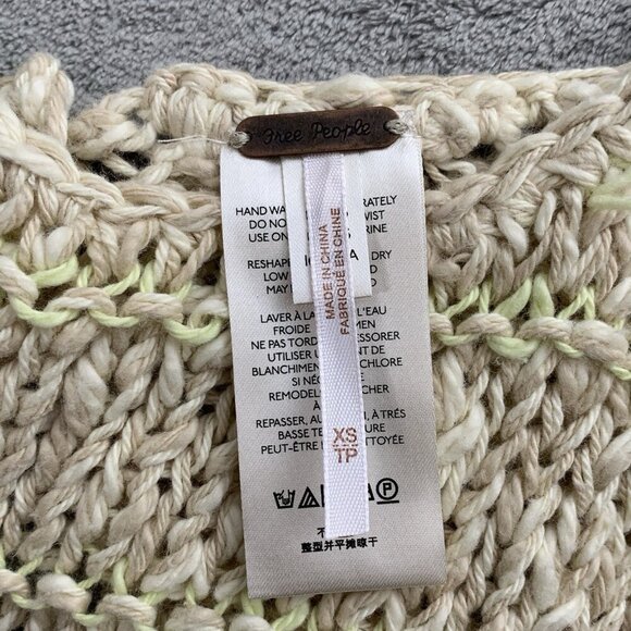 Free People Nomad Tank Womens XS In Sand Castle Combo Knit Bohemian Hippie Top - Picture 6 of 10